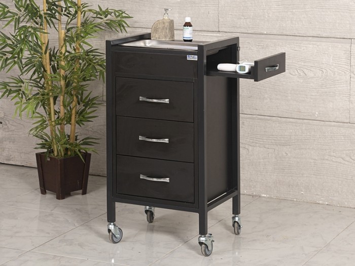 regal cihaz taşıma ve setup sehpası | 4 Çekmeceli küvetli siyah regal cihaz taşıma ve setup sehpası | 4 Çekmeceli küvetli siyah